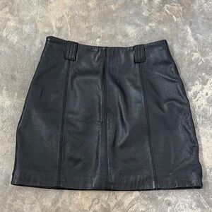 Vintage Black 100% Leather Mini Skirt